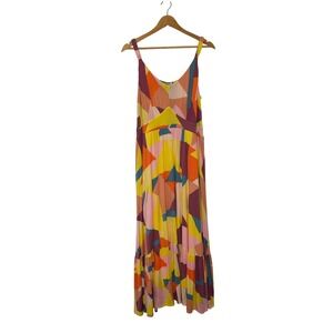 Torrid Colorful Geometric Print Maxi Dress 3X NWT FLAWED Pockets Sundress Tiered